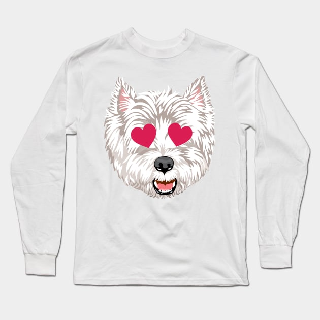 Westie Heart Emoji Long Sleeve T-Shirt by MichellePhong